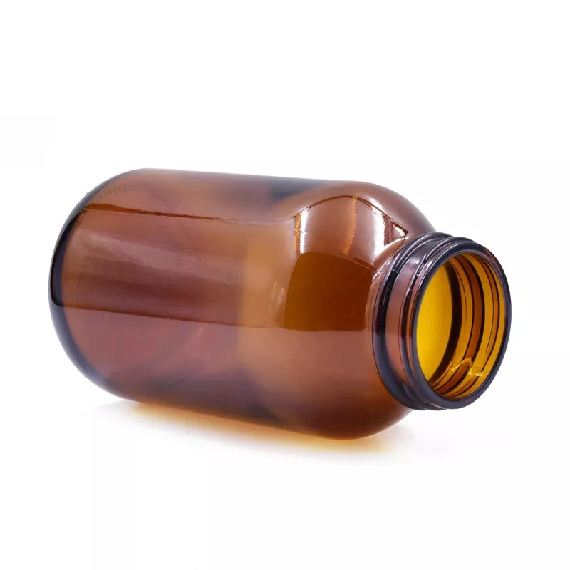 Wholesale 2oz 60ml Factory Outlet Wide Mouth High Quality Amber Color Round Shape Glass Bottle for Potion Medicine Pill Bottle