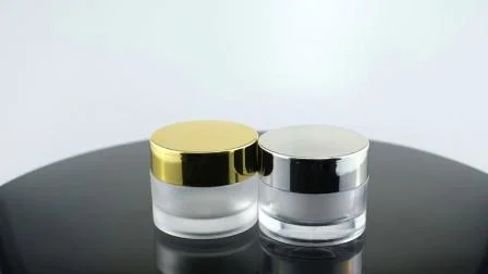 Em estoque Gold Clear 50g 50ml Frosted Skincare Small Face Cream Custom Vazio Lip Balm Scrub Acrílico Pet Glass Cosmetic Plastic Packaging Cream Jar Pot Bottle Box