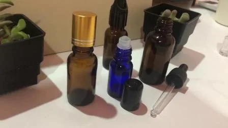 Frasco de vidro de óleo essencial de 10 ml Frasco conta-gotas de vidro âmbar Embalagem cosmética Frasco de vidro âmbar